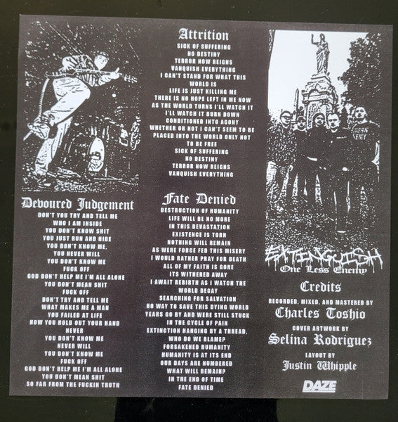 Extinguish (3) : One Less Enemy (LP,45 RPM,Album)