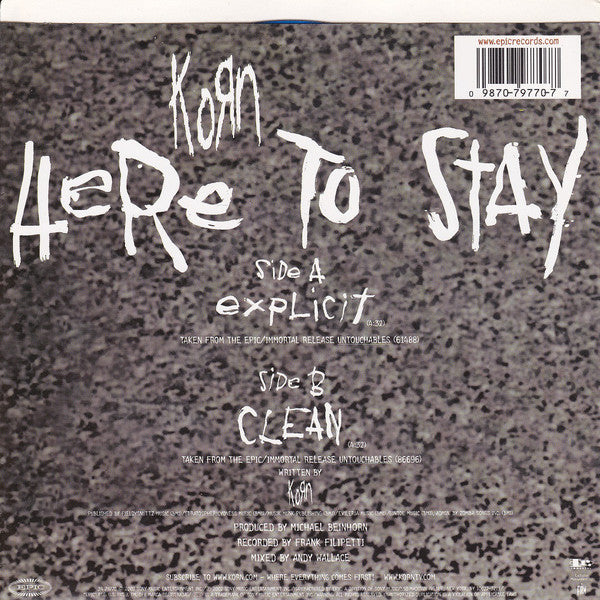 Korn : Here To Stay (7",Limited Edition)