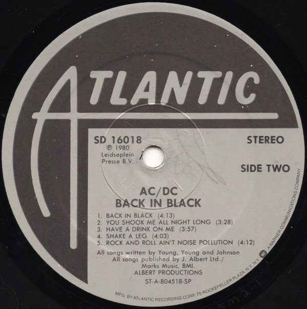 AC/DC : Back In Black (LP,Album,Stereo)