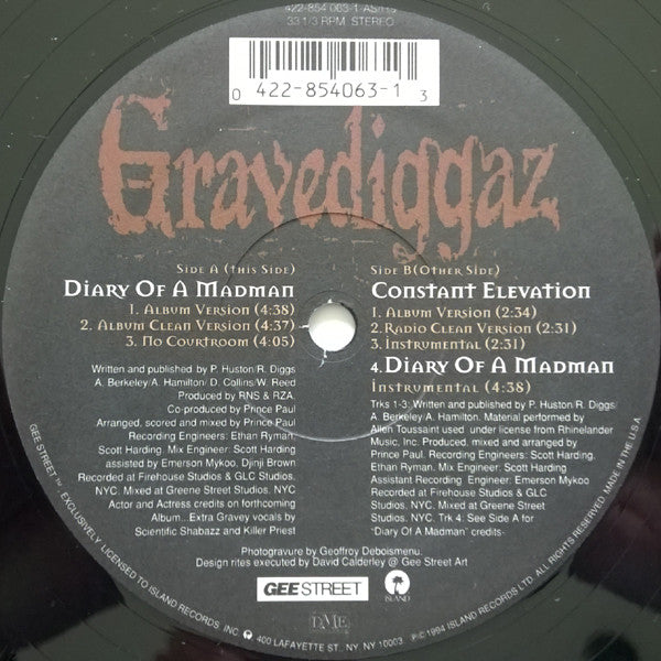 Gravediggaz : Diary Of A Madman / Constant Elevation (12",Single)