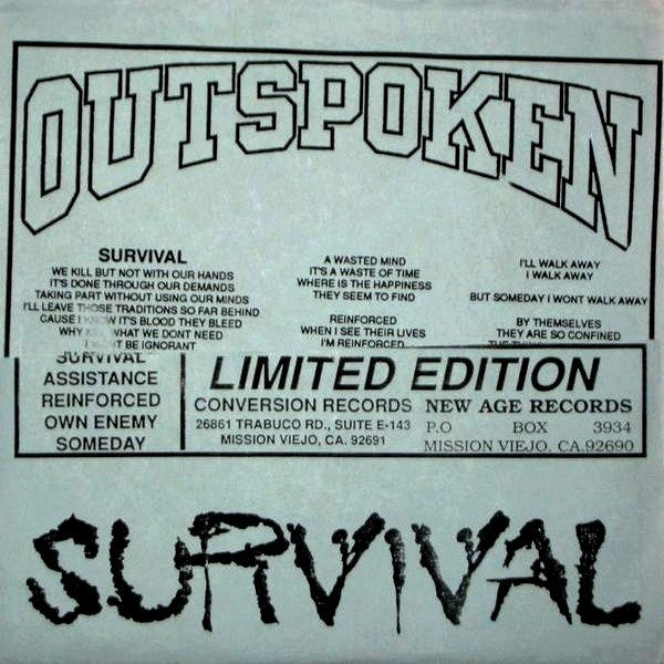 Outspoken : Survival (7",33 ⅓ RPM,Limited Edition,Numbered,White Label)