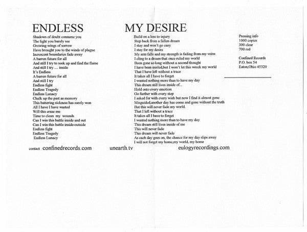 Unearth : Endless / My Desire (7",45 RPM,Single,Limited Edition)