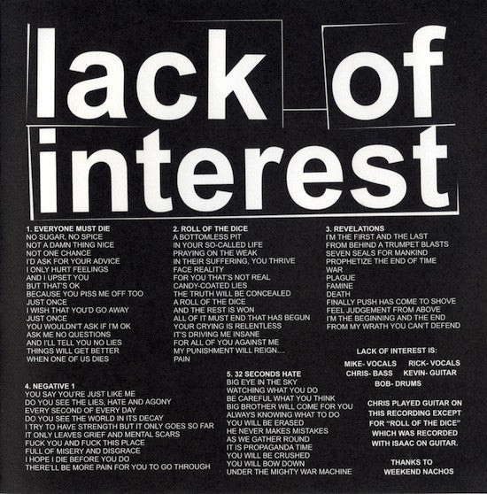 Weekend Nachos / Lack Of Interest : Weekend Nachos / Lack Of Interest (7",45 RPM,EP,Limited Edition)