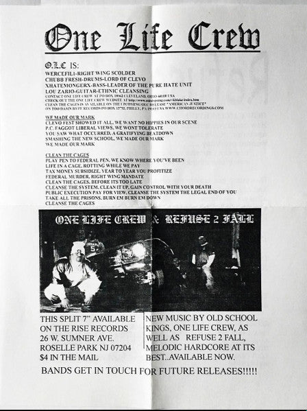 One Life Crew / Refuse 2 Fall : One Life Crew / Refuse 2 Fall (7")