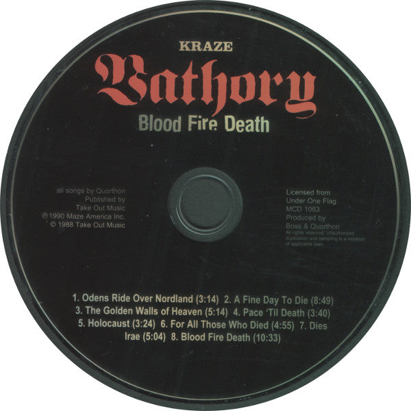 Bathory : Blood Fire Death (Album,Reissue,Repress)