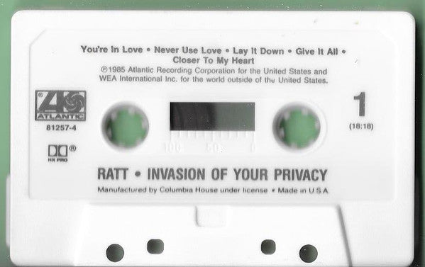 Ratt : Invasion Of Your Privacy (Album,Club Edition)