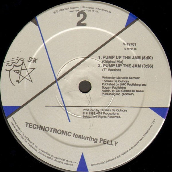 Technotronic Featuring Felly : Pump Up The Jam (12",33 ⅓ RPM,Single,Stereo)